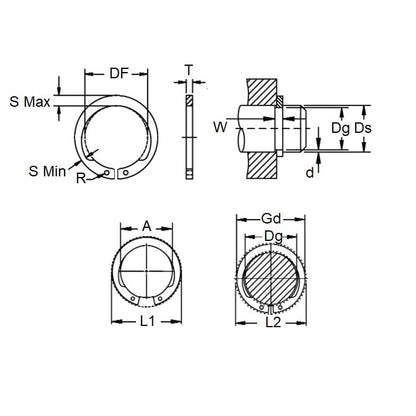 Circlip Externe 100,01 x 2,77 mm - Acier Carbone Inversé - Arbre 100.01 - MBA (Pack de 1)