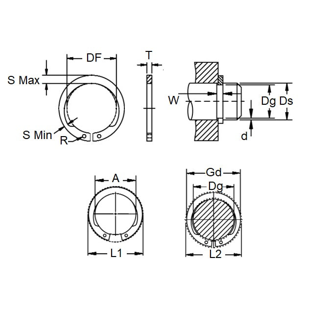1156053 | CCE-04128-C-V (PK-4) --- External Retaining Rings - 41.28x1.57x38.84 mm Circlips - Carbon Steel Circlip
