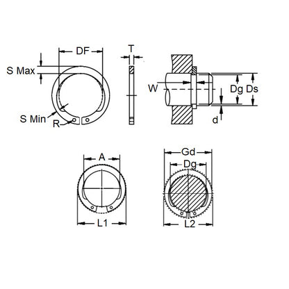 1100570 | CCE-01270-S15-V (PK-4) --- External Retaining Rings - 12.7x0.89x11.89 mm Circlips - Stainless Steel Grade PH15-7 Mo Circlip