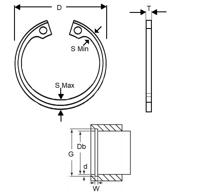 1183636 | CIB-08499-C (PK-20) --- Internal Retaining Rings - 84.99x2.69x91.21 mm Circlips - Carbon Steel Circlip