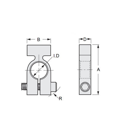 1071739 | CGS-0635-R2C-3 (Each) --- Gear Clamps - 6.35x12.7x6.35 mm Split - Stainless Steel 303/304 Similar to A2, 18-8 HRB80 Clamp