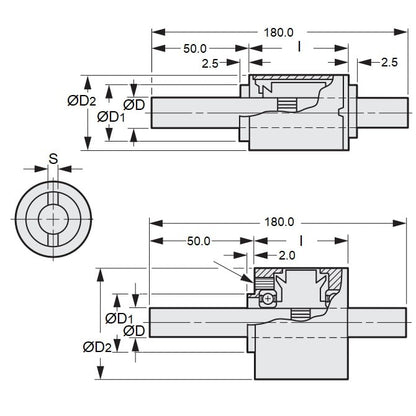 Frizione a slittamento da 612 a 1224 x 8 x 180 - Albero integrale a particelle magnetiche senza alimentazione - MBA (confezione da 1)