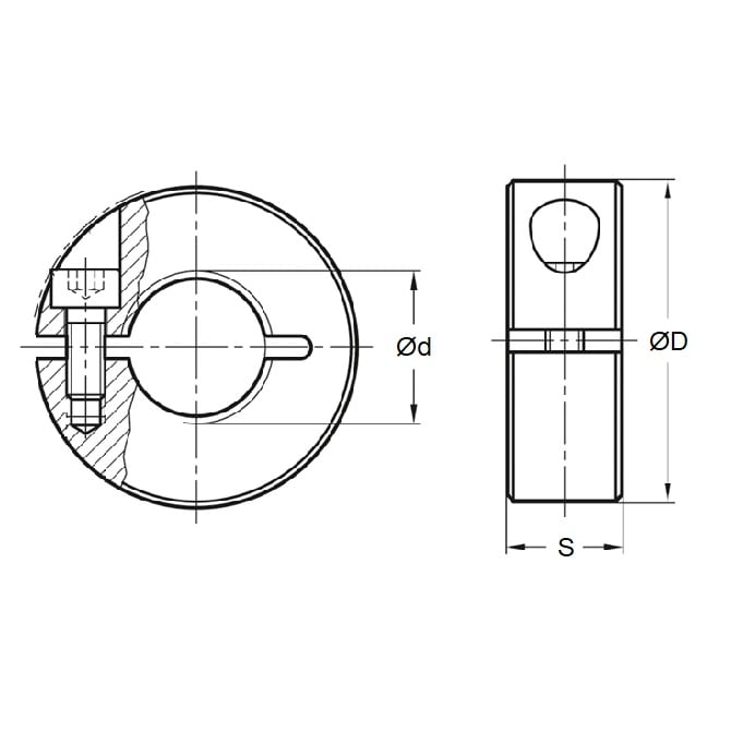 Collare per albero 25,4 x 54 x 12,7 mm - Vite di fermo in un unico pezzo in acciaio dolce - Foro esagonale - Esagonale da 25.400 mm - MBA (confezione da 1)