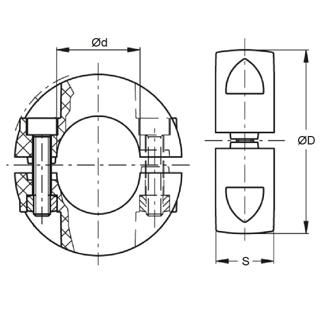 1073768 | COL-00635-016-08-2C-S4 --- Collars - 6.35 mm x 15.88 mm x 7.9 mm