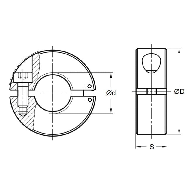 Collare per albero 50 x 78 x 19 mm - Acciaio al carbonio incernierato - Foro tondo - MBA (confezione da 1)