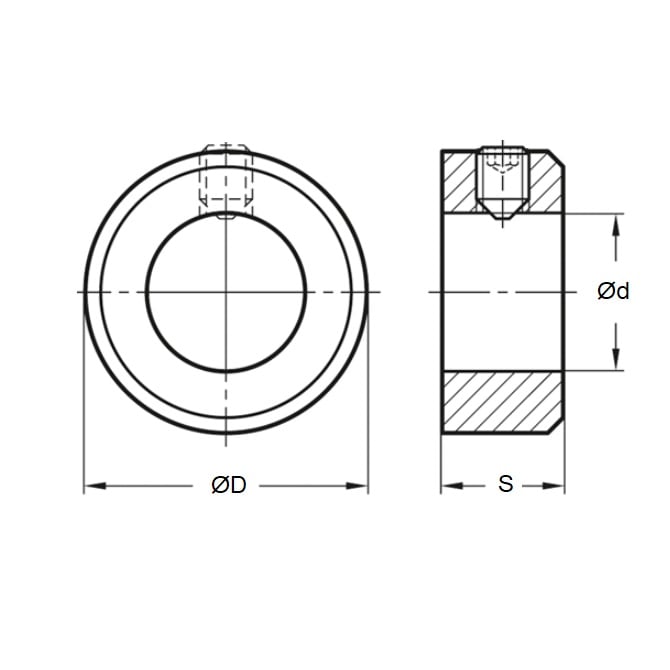 Collare per albero 40 x 63 x 18 mm - Vite di fissaggio in un unico pezzo in acciaio zincato - Foro tondo - MBA (confezione da 1)