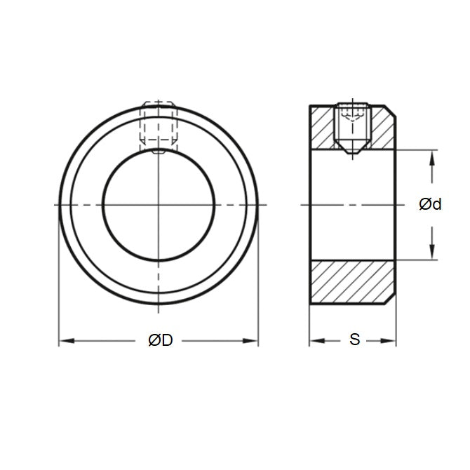 1124873 | COL-02000-032-14-CBO (Each) --- Shaft Collars - 20x32x14 mm Standard - Steel, Black Oxide Coated Collar