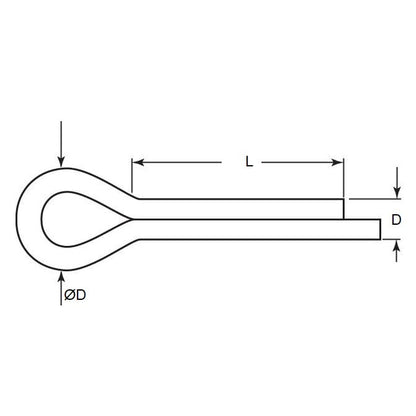 Goupille fendue 0,8 x 10 mm - Clavette en acier inoxydable de qualité 304 - 0,7 mm de diamètre de broche. - MBA (Pack de 10)