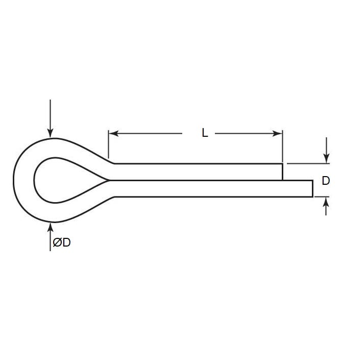 Goupille fendue 6,4 x 125 mm - Clavette en acier inoxydable de qualité 304 - 5,8 mm de diamètre de broche. - MBA (Paquet de 50)