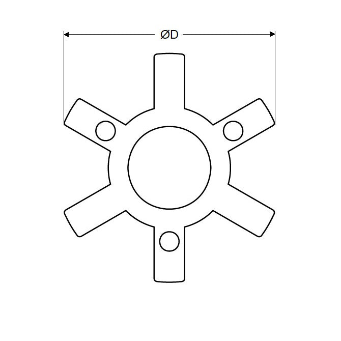 1140005 | CP-286-HUB-J-3J-64 (Each) --- Three Jaw Type Couplings - 28.575x28.575x63.5 mm Hubs