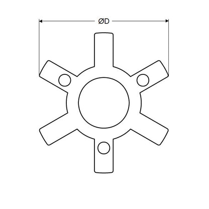 1129006 | CP-222-HUB-J-3J-38 (Each) --- Three Jaw Type Couplings - 22.225x22.225x38.1 mm Hubs
