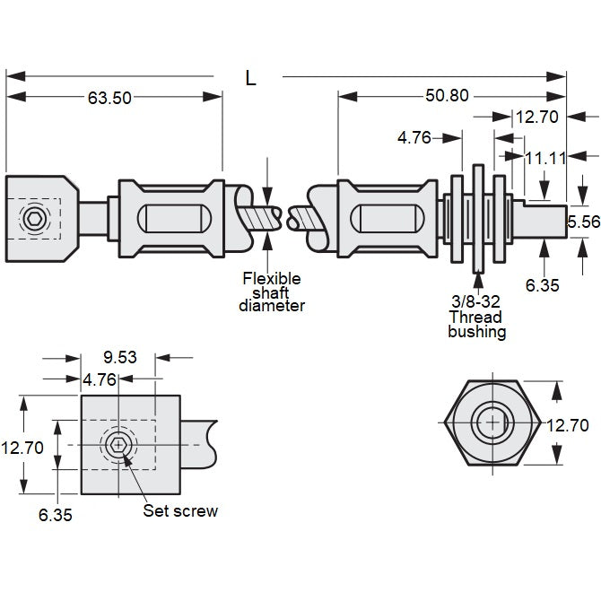 1076182 | CP-064P-064-33-0610-FSC --- Flexible Shafts - 6.380 / Panel Mount x 609.6 mm x 3.3 mm