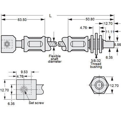 1076182 | CP-064P-064-33-0610-FSC --- Flexible Shafts - 6.380 / Panel Mount x 609.6 mm x 3.3 mm