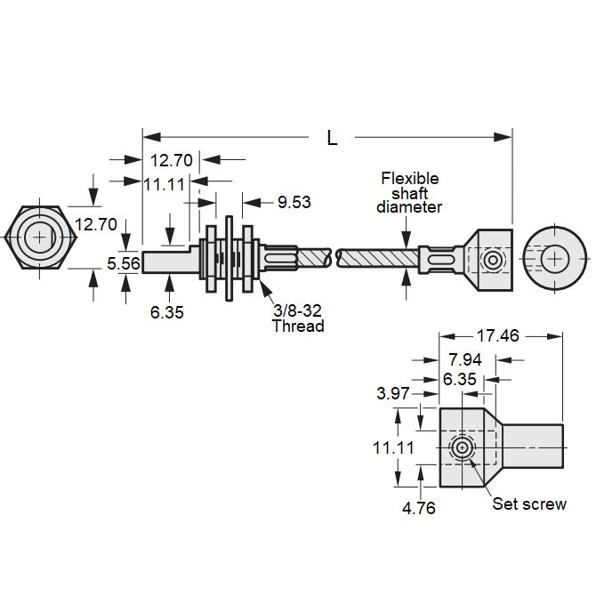 1061408 | CP-048P-048-48-0229-FS --- Flexible Shafts - 4.780 / Panel Mount x 228.6 mm x 4.8 mm