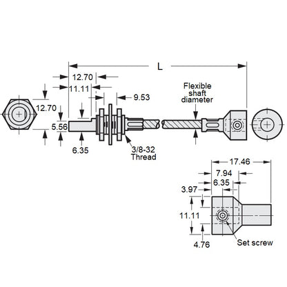 1061409 | CP-048P-048-48-0229-FS --- Flexible Shafts - 4.780 / Panel Mount x 228.6 mm x 4.8 mm