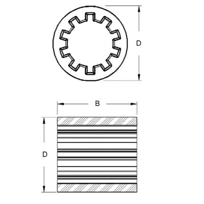 Giunto Geargrip 28,9 x 21,6 mm - Poliuretano corto di precisione - Solo manicotto - MBA (confezione da 1)