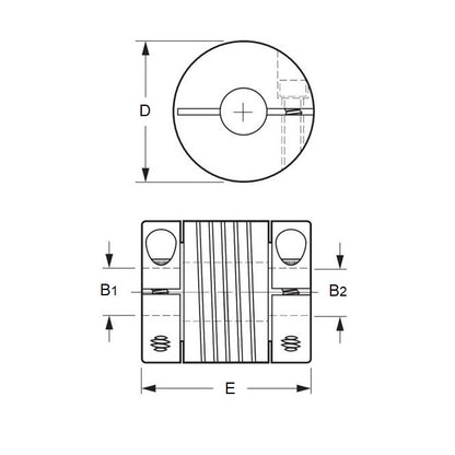 1089995 | CP-100-100-25-030-H-SA (Each) --- Helical Couplings - 10x10x25 mm Standard - Aluminium 7075-T6 Coupling