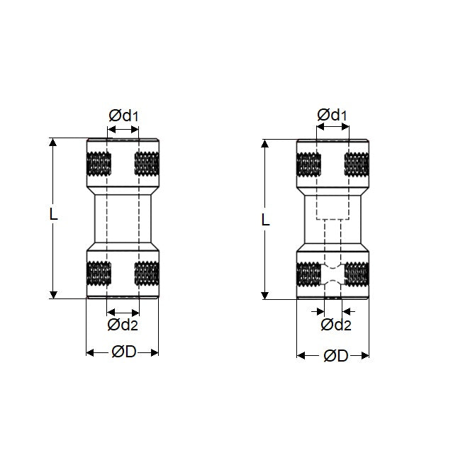 Giunto rigido 3.175 x 4 x 9 x 20 mm - Ottone - Bloccaggio con vite di fermo - MBA (confezione da 20)