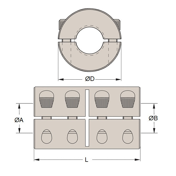 1111360 | CP-159K-127K-33-051-R2-SC --- Rigid Couplings - 15.875 (Keyed) x  12.700 (Keyed) x 33.32 mm