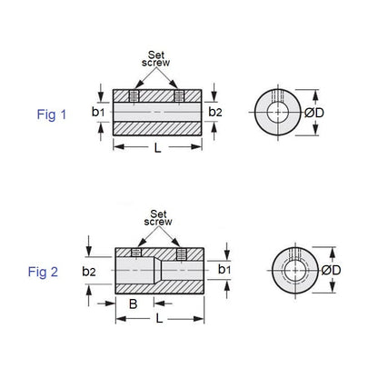 1102382 | CP-127K-127K-25-038-R-CG --- Rigid Couplings - 12.700 (Keyed 3.17mm Sq ) x  12.700 (Keyed 3.17mm Sq ) x 25.4 mm