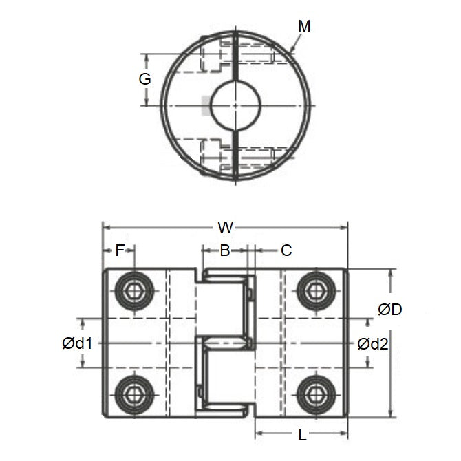 1071282 | CP-064-095-20-030-J-PU92C (Each) --- Spider Type C Complete Couplings - 6.35x9.525x20 mm - Aluminium with 92 Duro White Spider Coupling