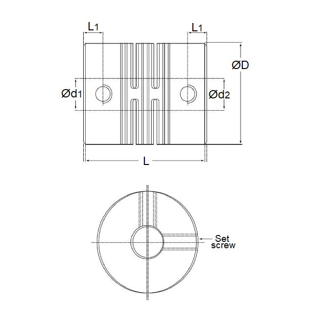 Giunto per trave a spirale Foro pilota 1.6 - Foro pilota 2.900 x 9,52 x 19,5 mm - Tipo a fessura in alluminio - Bloccaggio con vite di fermo - MBA (confezione da 1)