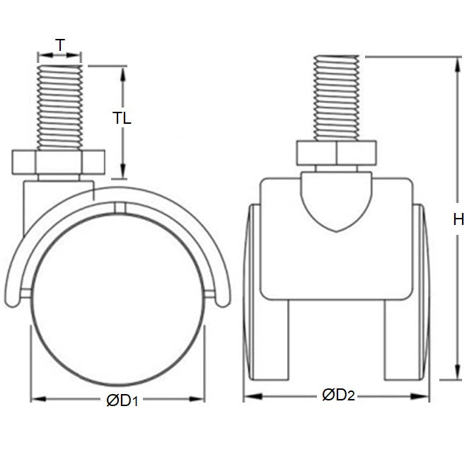 1163195 | WC437RS (2 Pcs) --- Castors - 50.8 mm x  Swivel x 34