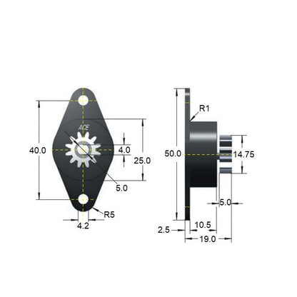 1061680 | DR-0050-B-N --- Dampers - 5.0 (+/- 1.0) x  Bi-directional x 50 RPM