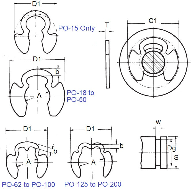 E-Clip 11,11 x 1,27 mm - Klipring in acciaio al carbonio zincato - MBA (confezione da 50)