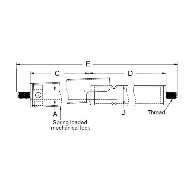 1204065 | GAS44RS (Each) --- Econoloc Gas Springs - 150.1x363.98 mm - 66.22 KG - Steel Gas Spring