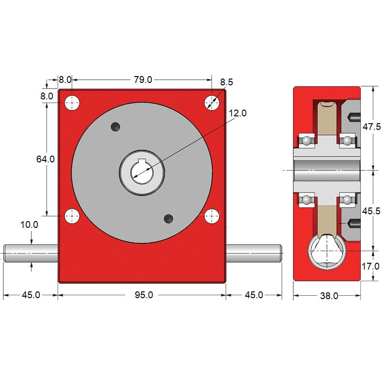 1099348 | P45-12 --- Cross Axis Gearboxes - 12 to 1 x  21&#176;20 x 5