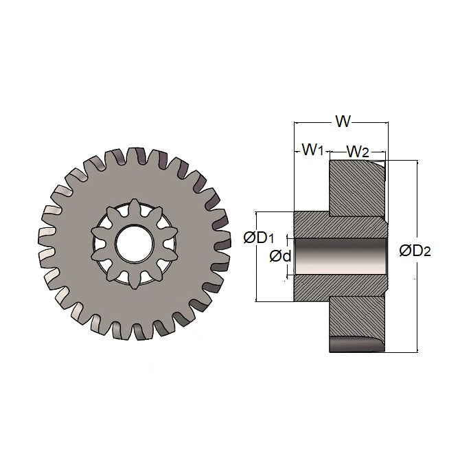 1132745 | GCL-013-M05-060-024-B (2 Pcs) --- Gears - 25 - 10 12.5 - 5.0 13.0 - 5.5