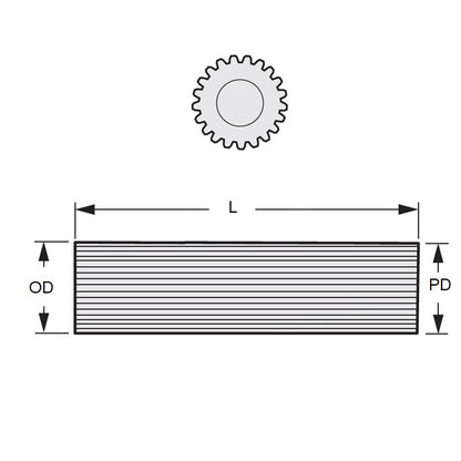 1085414 | G007L-09-D32-0300-C (Length) --- Gears - 9 Teeth x 8.738 mm x 300 mm