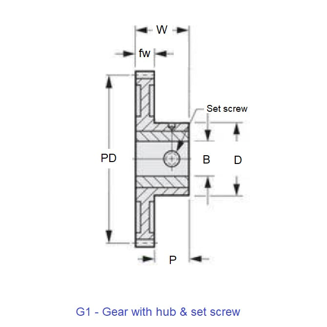 1036102 | WG2RP-100-030-060-COP (Each) --- Worm Gears - Pitch Module 1.0 - 30 tooth - 7 Deg 11 Min Module 1.0 - Copper Alloy - CAC502 Gear