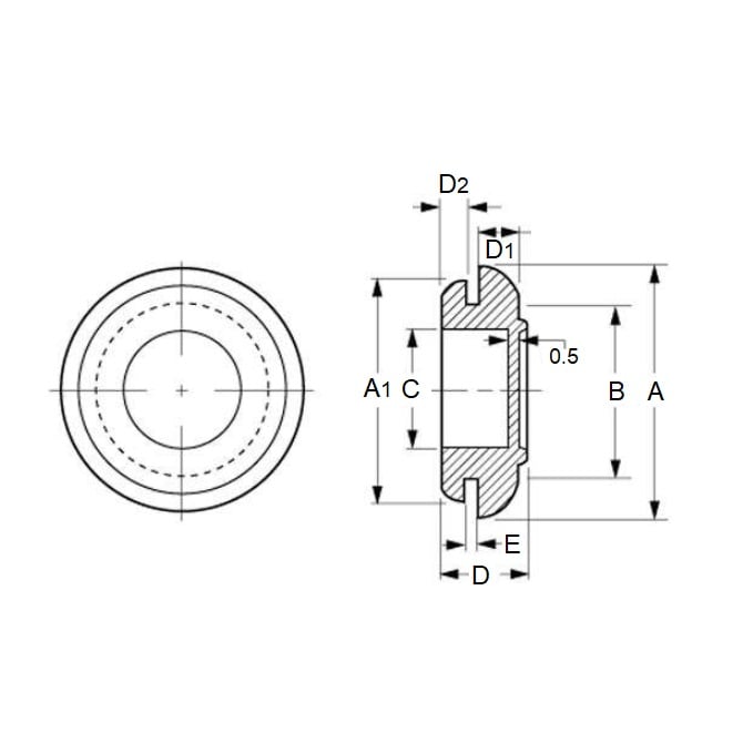 1134862 | GC-251-189-299-R15 (3 Pcs) --- Grommets - 25.1 mm x 18.9 mm x 29.9 mm