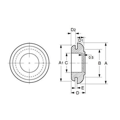 1135110 | GC-251-189-299-R15 (Per Card) --- Natural Rubber Grommets - 25.1x18.9x29.9 mm Closed - Natural Rubber Grommet
