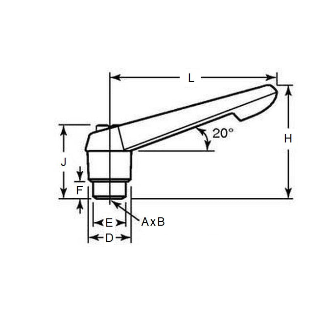 1080621 | KHD-10RS --- Adjustable Tapped and Reamed Handles - M8 (8x1.25mm) x  Powder coated Zinc x 65 mm