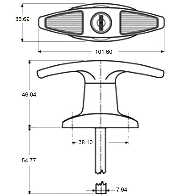 Maniglia a scatto 84.931 x 39.688 x 101.6 - Chiusura con maniglia a T - MBA (confezione da 1)