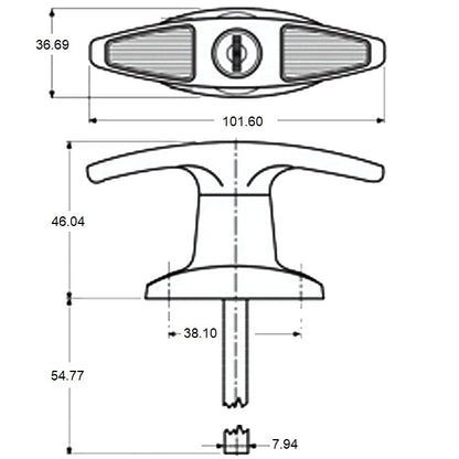 Maniglia a scatto 84.931 x 39.688 x 101.6 - Chiusura con maniglia a T - MBA (confezione da 1)