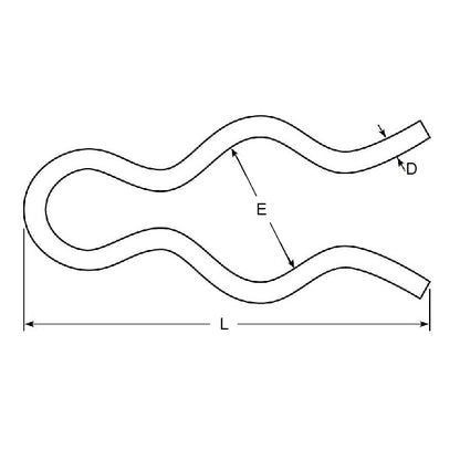 Goupille d'attelage 6,35 x 2 x 1,6 mm - Acier à ressort externe - MBA (Lot de 50)