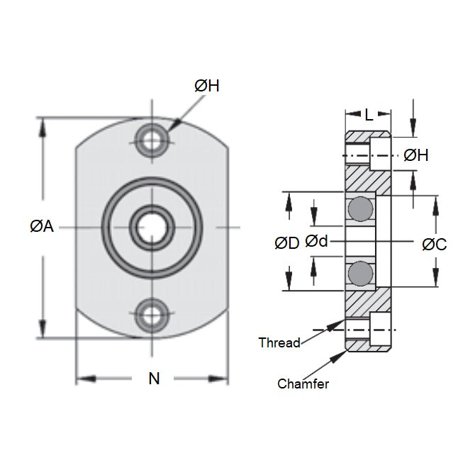 1090654 | BH0101-58-6000 --- With Ball Bearing Housing Assembly - 10 mm Double Flat 6000 (10x26x8)