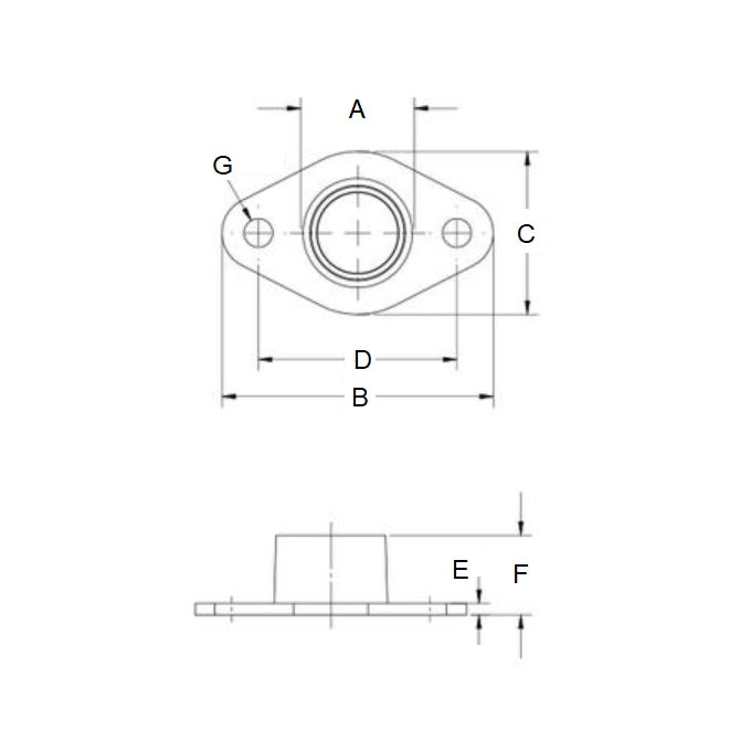 1075067 | BFM-250-NN --- Flanged 2 Bolt Housing Assembly - 6.35 mm x 53.34 mm x 16.67 mm