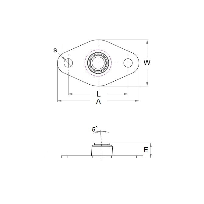 1077476 | BFM-312-P (Each) --- Flanged 2 Bolt Housing and Bearing Assembly - 7.938x53.34x16.67 mm Aligning - PTFE Impregnated Bronze
