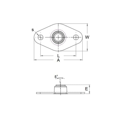1057782 | BFM-187-B (Each) --- Flanged 2 Bolt Housing and Bearing Assembly - 4.762x45.72x13.46 mm Aligning - Sintered Bronze SAE 840