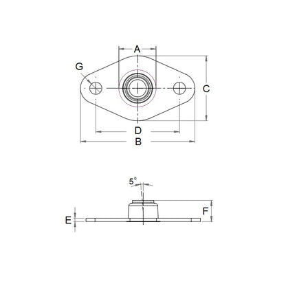 Boîtiers 8.000 mm - Montage sur bride Bronze fritté auto-alignant SAE840 - MBA (Pack de 5)