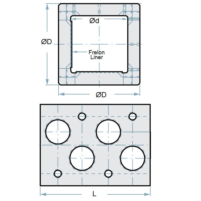 1152052 | LCSQ-0381-152-4 --- Square Housings Linear - 38.1 mm x 58.74 mm Four Sided