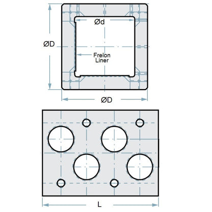 1152052 | LCSQ-0381-152-4 --- Square Housings Linear - 38.1 mm x 58.74 mm Four Sided