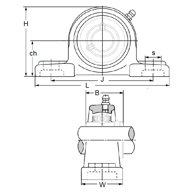 1146899 | IP-222RS (Each) --- Pillow Block Housing and Bearing Assembly - 34.925x47.625x168.275 mm Thermoplastic and Steel