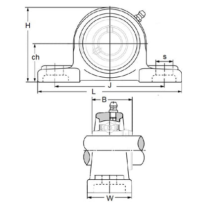 1149981 | IP-224RS (Each) --- Pillow Block Housing and Bearing Assembly - 36.513x47.625x168.275 mm Thermoplastic and Steel