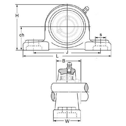 Boîtier de roulement 71 x 140.500 x 38 - Bloc à coussin en plastique - MBA (Pack de 1)